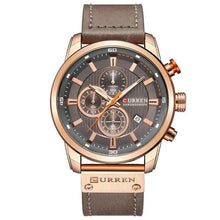 Chronograph De Luxe En Cuir Généreux Pour Homme Gris Or