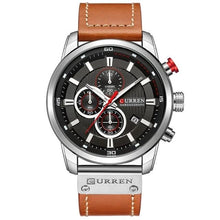 Chronograph De Luxe En Cuir Généreux Pour Homme Marron Noir