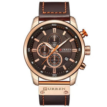 Chronograph De Luxe En Cuir Généreux Pour Homme Marron