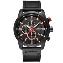 Chronograph De Luxe En Cuir Généreux Pour Homme Noir