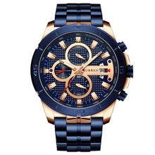 Chronographe Business De Luxe En Acier Pour Homme Rose Gold Bleu