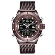 Chronographe Double-Horloge En Acier Avec Alarme Et Lumière Café