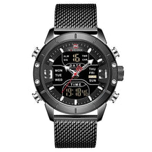 Chronographe Double-Horloge En Acier Avec Alarme Et Lumière Noir