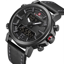 Chronographe Double-Horloge En Cuir Avec Eclairage Led