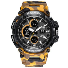 Chronographe Double-Horloge Militaire En Silicone Pour Homme Camouflage Orange