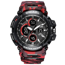 Chronographe Double-Horloge Militaire En Silicone Pour Homme Camouflage Rouge