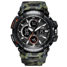 Chronographe Double-Horloge Militaire En Silicone Pour Homme Camouflage Vert