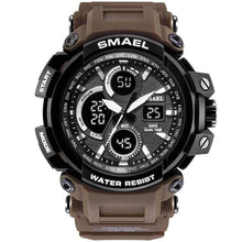 Chronographe Double-Horloge Militaire En Silicone Pour Homme Marron