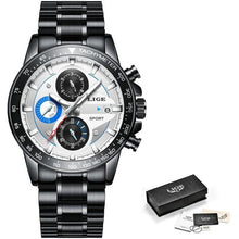 Chronographe En Acier Inoxydable Avec Rétroéclairage Noir Et Blanc