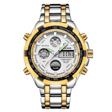 Chronographe En Acier Pour Homme Avec Alarme Et Lumière Argent Or Blanc