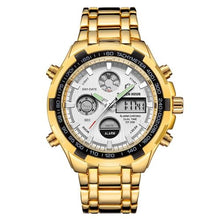 Chronographe En Acier Pour Homme Avec Alarme Et Lumière Or Blanc