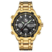 Chronographe En Acier Pour Homme Avec Alarme Et Lumière Or Noir