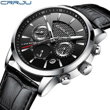 Chronographe En Cuir Pour Homme Noir Argent