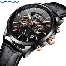 Chronographe En Cuir Pour Homme Noir Or