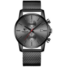 Chronographe En Cuir Robuste A La Mode Pour Homme Acier Rouge