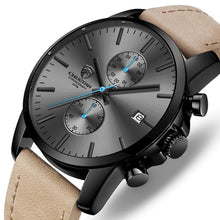 Chronographe En Cuir Robuste A La Mode Pour Homme
