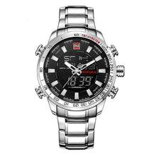 Chronographe Homme A La Mode En Acier De Luxe Argent Noir