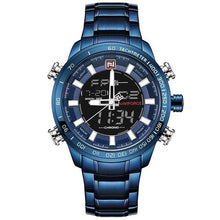 Chronographe Homme A La Mode En Acier De Luxe Bleu