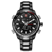 Chronographe Homme A La Mode En Acier De Luxe Noir Et Blanc