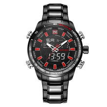 Chronographe Homme A La Mode En Acier De Luxe Noir Rouge