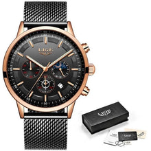 Chronographe Pour Homme En Maille Dacier Rose Gold Noir
