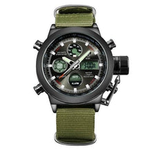 Chronographe Vert Militaire Noir Et Argent Pour Homme