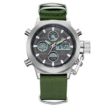 Chronographe Vert Militaire Noir Et Argent Pour Homme