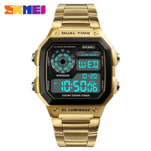 Double Horloge Numérique En Acier Pour Homme Or