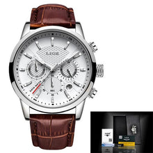 Montre A Mouvement Quartz En Cuir Pour Homme Argent Blanc