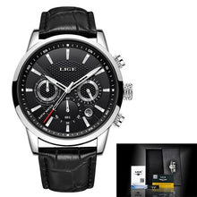 Montre A Mouvement Quartz En Cuir Pour Homme Argent Noir