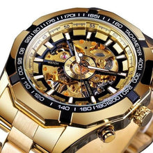 Montre Avec Mécanisme Profond En Acier Or Noir