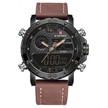 Montre Chronographe En Cuir Avec Rétroéclairage Jaune Noir