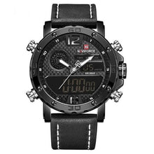Montre Chronographe En Cuir Avec Rétroéclairage Noir Et Blanc
