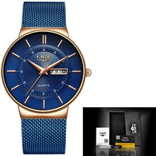 Montre En Maille Dacier Pour Homme Bleu Rose Gold