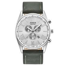 Montre Homme A La Mode En Cuir Avec Calendrier Gris