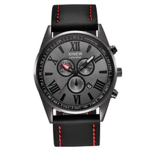 Montre Homme A La Mode En Cuir Avec Calendrier Rouge