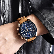 Montre Homme Chronographe En Cuir Brut