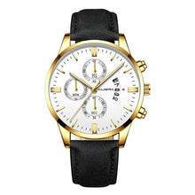 Stylish men's leather watch with date function in classic design, coming from China.