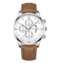 Stylish men's leather watch with date function in large size, from China.