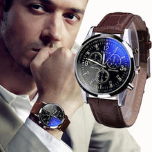 Montre Homme Cuir Luxe Décontracté Avec Verre Bleu