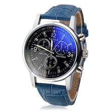 Montre Homme Cuir Luxe Décontracté Avec Verre Bleu