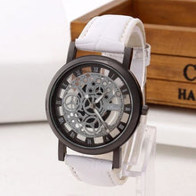 Montre Homme Cuir Squelette Luxe Blanc