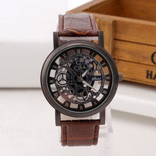 Montre Homme Cuir Squelette Luxe Marron