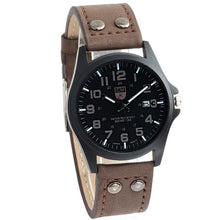 Montre Homme Décontracté En Cuir Boutonné Café