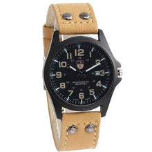 Montre Homme Décontracté En Cuir Boutonné Marron