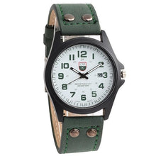 Montre Homme Décontracté En Cuir Boutonné Vert
