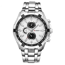 Montre Homme En Acier Grand Cadran Blanc Argent