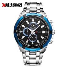 Montre Homme En Acier Grand Cadran Bleu Argent