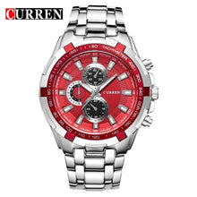 Montre Homme En Acier Grand Cadran Rouge Argent