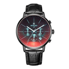 Montre Homme En Cuir Avec Verre Dégradé Black